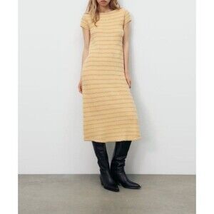 New Women's ZARA Wool  Blend Knit Dress  Sand / Marl  size M